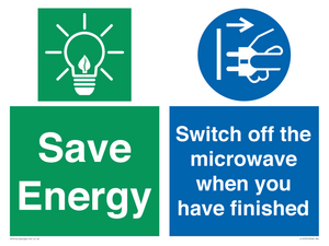 Save energy. Switch off the microwave when you have finished